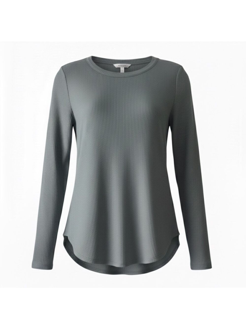 Chaser Ribbed Thermal Tunic Top Size Small Gray Blue Scoop Neck Long Sleeve NWT
